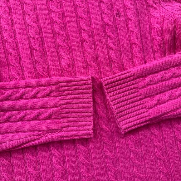 Lauren Ralph Lauren Women 100% Cashmere Cable Knit Sweater Hot Pink Small Luxury - Picture 9 of 9